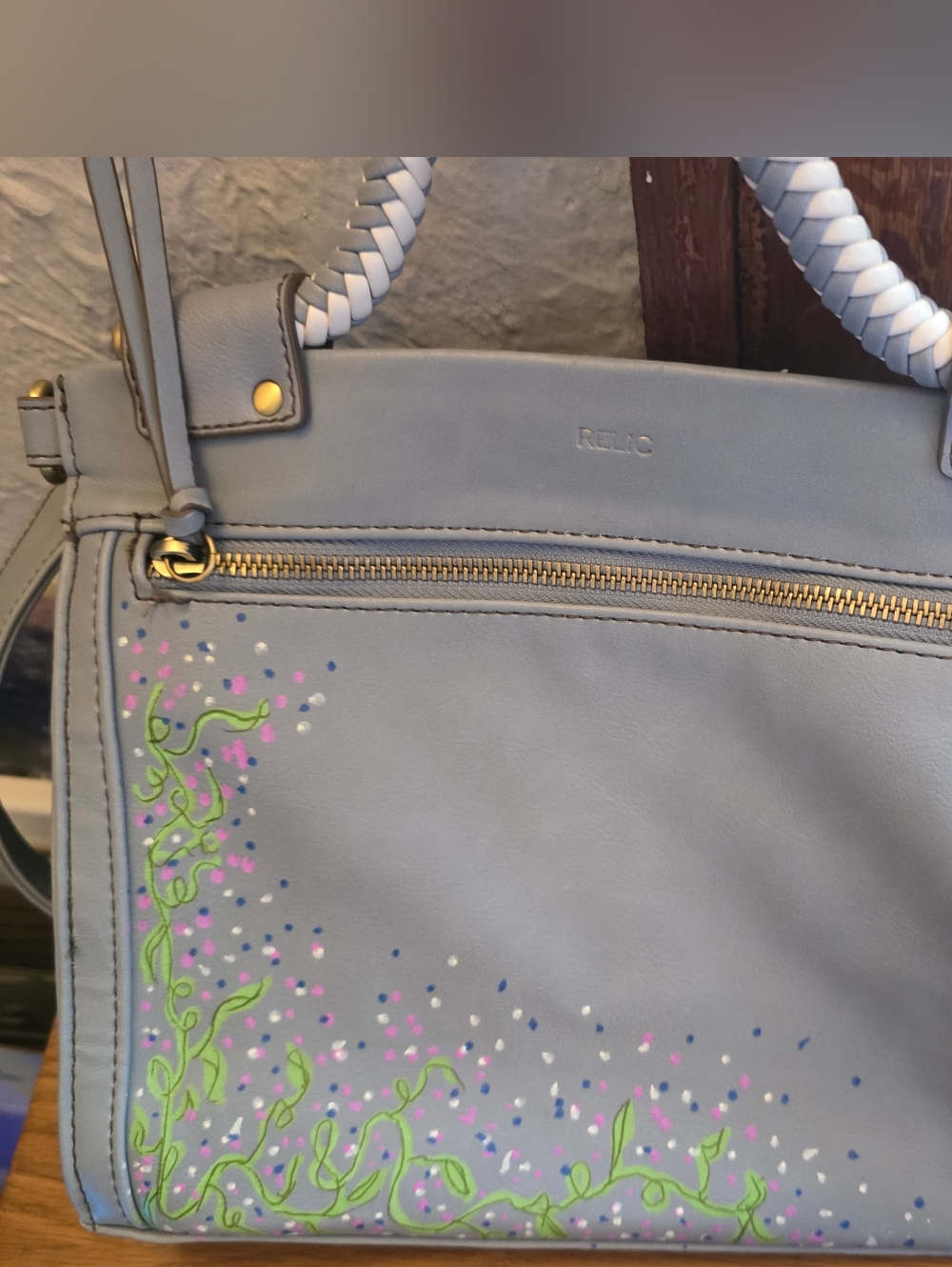 STAY TUNED HAND PAINTED UPCYCLED HANDBAG